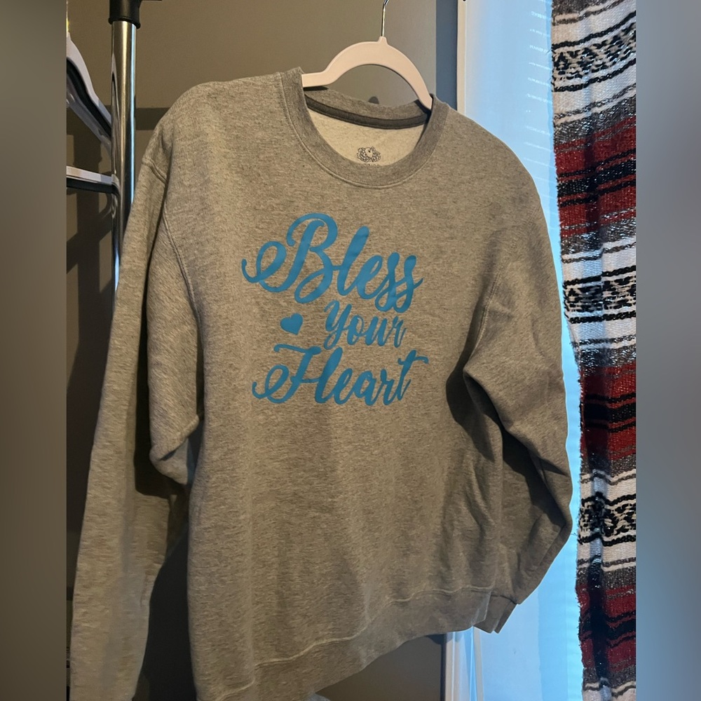 Gray ‘bless your heart’ crew neck sweatshirt